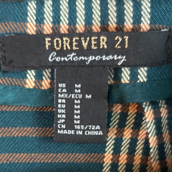 Womens Plaid Pencil Midi Skirt Teal Orange White Size‎ M formal - Picture 3 of 7